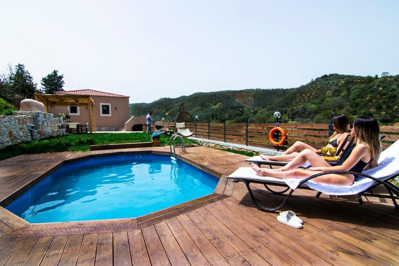 Ampelos Cretan Villa - Private Pool & Heated Ozone Jacuzzi Jerólakosz Kültér fotó